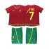 Camiseta de Fútbol Portugal FIGO 7 Retro Niño Casa 2002 Manga Corta