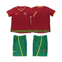 Camiseta de Fútbol Portugal Retro Niño Casa 2002 Manga Corta