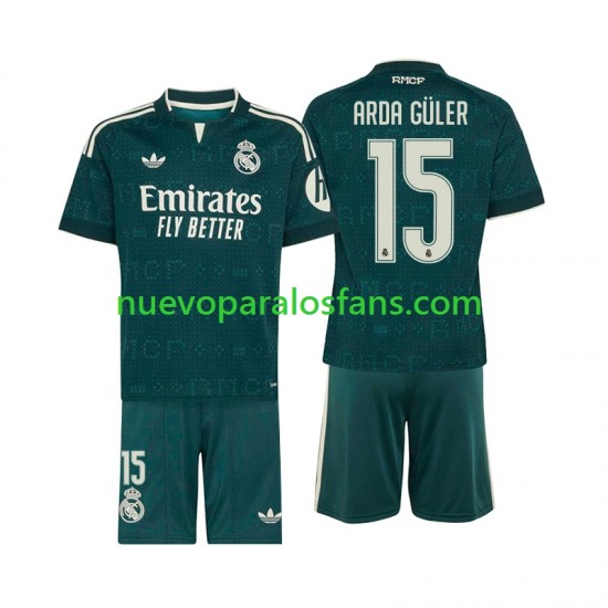 Camiseta de Fútbol Real Madrid Arda Guler 15 Niño Exterior 2026-2027 Manga Corta