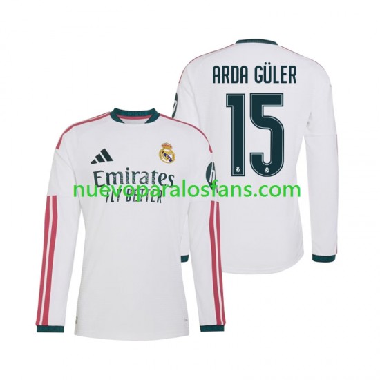 Camiseta de Fútbol Real Madrid Arda Guler 15 Hombre Casa 2026-2027 Manga Larga