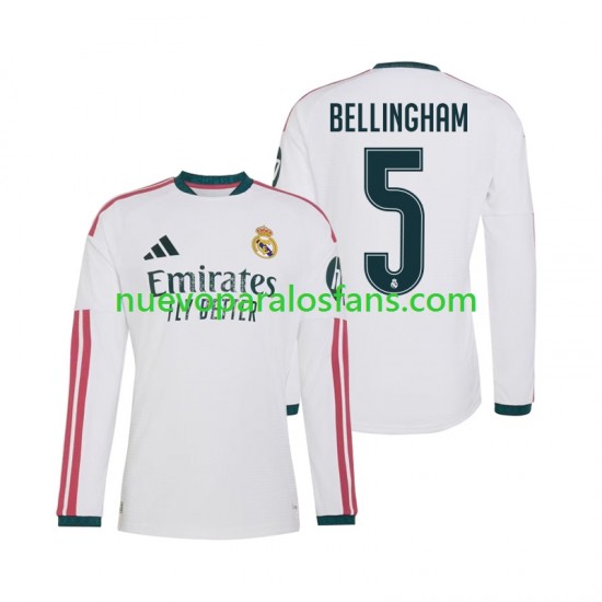 Camiseta de Fútbol Real Madrid Jude Bellingham 5 Hombre Casa 2026-2027 Manga Larga
