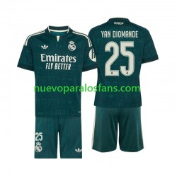 Camiseta de Fútbol Real Madrid Yan Diomande 25 Niño Exterior 2026-2027 Manga Corta