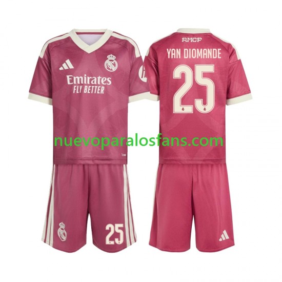 Camiseta de Fútbol Real Madrid Yan Diomande 25 Niño Tercera 2026-2027 Manga Corta