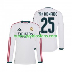 Camiseta de Fútbol Real Madrid Yan Diomande 25 Hombre Casa 2026-2027 Manga Larga