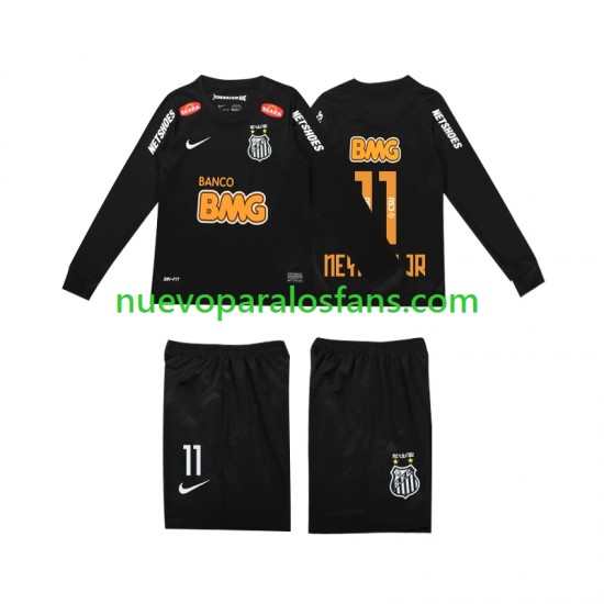 Camiseta de Fútbol Santos NEYMAR JR 11 Classic 2012 2013 Retro Niño Exterior Manga Larga