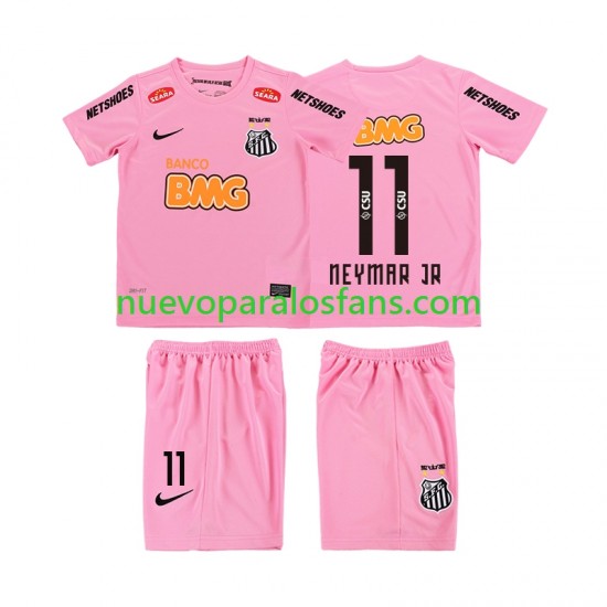 Camiseta de Fútbol Santos Neymar JR 11 2012 2013 Retro Niño Cuarto Manga Corta