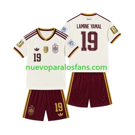 Camiseta de Fútbol España 2-star Lamine Yamal 19 Niño Exterior 2026-2027 Manga Corta
