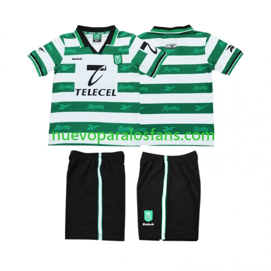 Camiseta de Fútbol Sporting CP 2000 Retro Niño Casa 1999 Manga Corta
