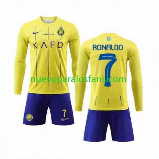 Camiseta de Fútbol Al-Nassr Cristiano Ronaldo 7 Niño Casa 2023-2024 Manga Larga