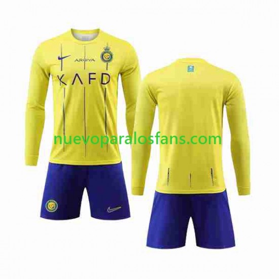 Camiseta de Fútbol Al-Nassr Niño Casa 2023-2024 Manga Larga