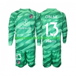 Camiseta de Fútbol Verde Atlético Madrid Jan Oblak 13 Portero Niño Exterior 2023-2024 Manga Larga