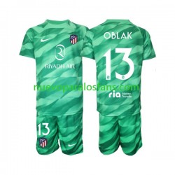 Camiseta de Fútbol Verde Atlético Madrid Jan Oblak 13 Portero Niño Exterior 2023-2024 Manga Corta