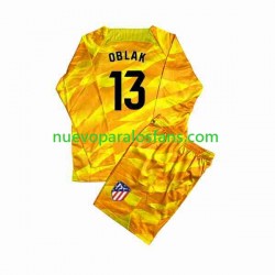Camiseta de Fútbol Atlético Madrid Jan Oblak 13 Orangecolor Portero Niño 2023-2024 Manga Larga