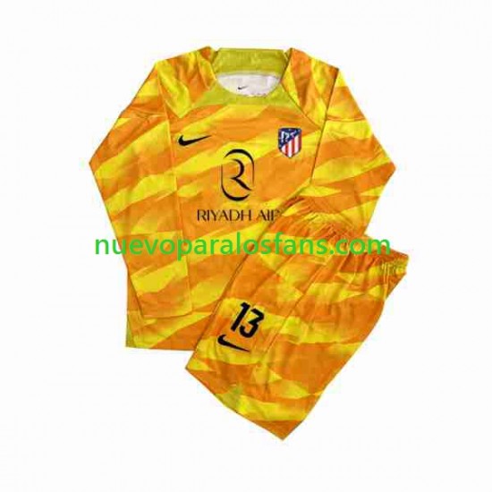 Camiseta de Fútbol Atlético Madrid Jan Oblak 13 Orangecolor Portero Niño 2023-2024 Manga Larga