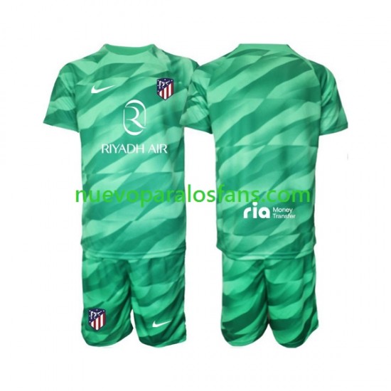 Camiseta de Fútbol Verde Atlético Madrid Portero Niño Exterior 2023-2024 Manga Corta