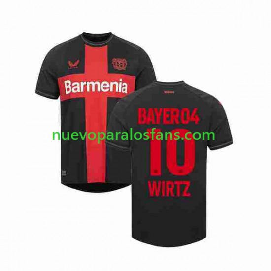Camiseta de Fútbol Bayer 04 Leverkusen Florian Wirtz 10 Hombre Casa 2023-2024 Manga Corta