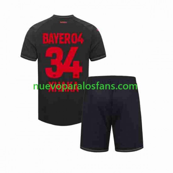 Camiseta de Fútbol Bayer 04 Leverkusen Granit Xhaka 34 Niño Casa 2023-2024 Manga Corta