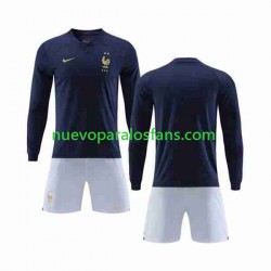 Camiseta de Fútbol Francia Niño Casa Copa Mundial 2022 Manga Larga