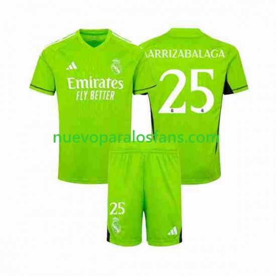 Camiseta de Fútbol Real Madrid Kepa Arrizabalaga 25 Portero Niño Casa 2023-2024 Manga Corta