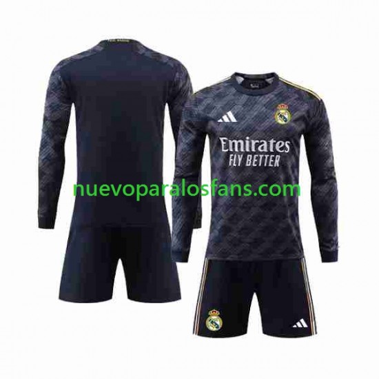 Camiseta de Fútbol Real Madrid Niño Exterior 2023-2024 Manga Larga