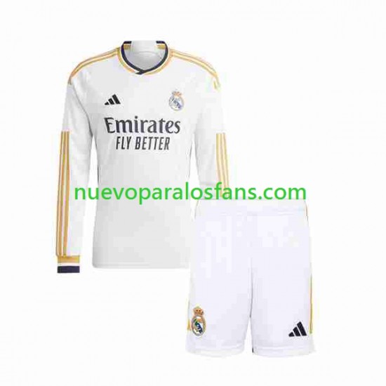 Camiseta de Fútbol Real Madrid Niño Casa 2023-2024 Manga Larga