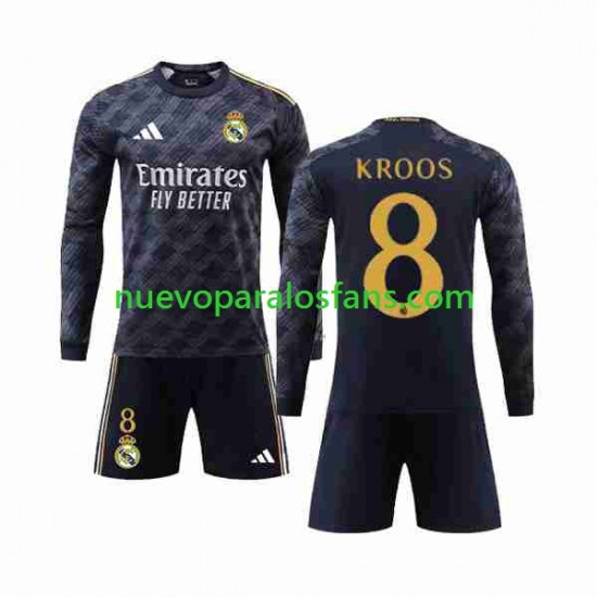 Camiseta de Fútbol Real Madrid Kroos 8 Niño Exterior 2023-2024 Manga Larga