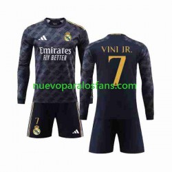 Camiseta de Fútbol Real Madrid Vini Jr 7 Niño Exterior 2023-2024 Manga Larga