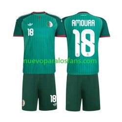 Camiseta de Fútbol Argelia Mohamed Amoura 18 Niño Exterior 2026 Manga Corta