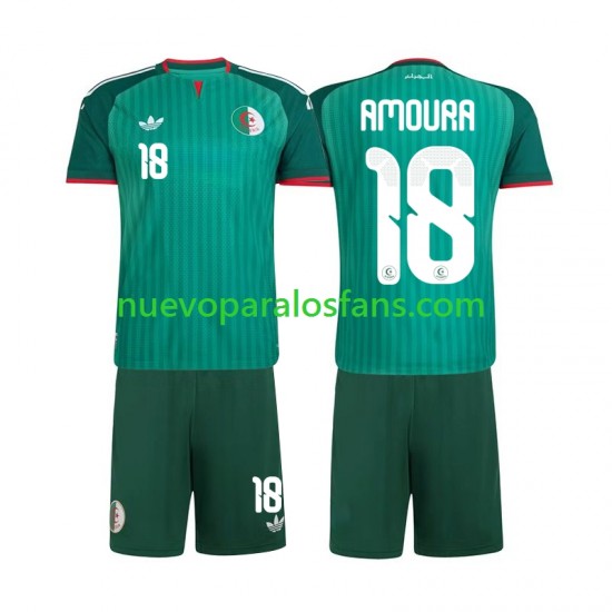 Camiseta de Fútbol Argelia Mohamed Amoura 18 Niño Exterior 2026 Manga Corta