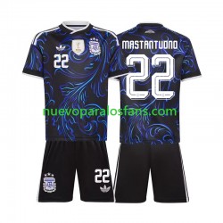 Camiseta de Fútbol Argentina Franco Mastantuono 22 Niño Exterior Copa Mundial 2026 Manga Corta