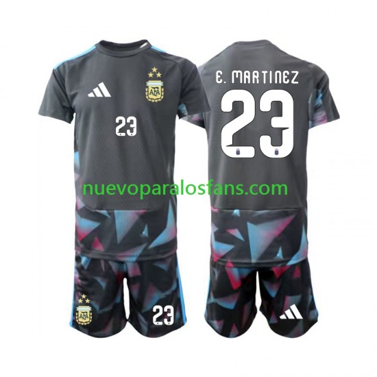 Camiseta de Fútbol Argentina Emiliano Martinez 23 Portero Niño Casa Copa Mundial 2026 Manga Corta