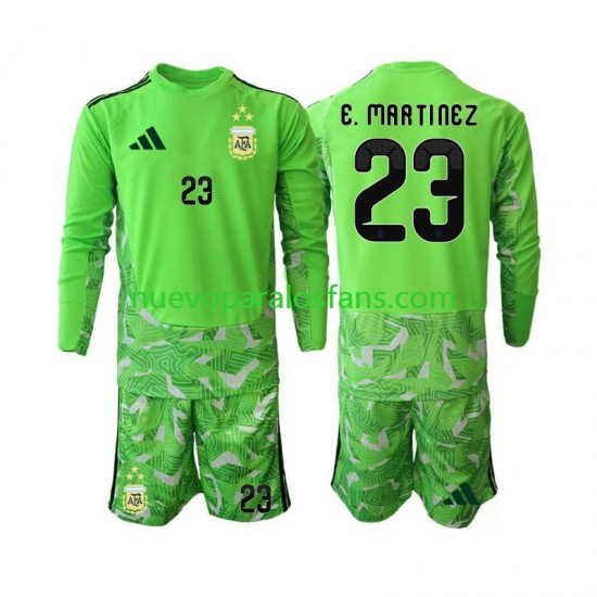 Camiseta de Fútbol Argentina Emiliano Martinez 23 Portero Niño Tercera Copa Mundial 2026 Manga Larga