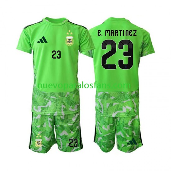 Camiseta de Fútbol Argentina Emiliano Martinez 23 Portero Niño Tercera Copa Mundial 2026 Manga Corta
