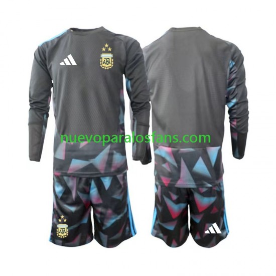 Camiseta de Fútbol Argentina Portero Niño Casa Copa Mundial 2026 Manga Larga
