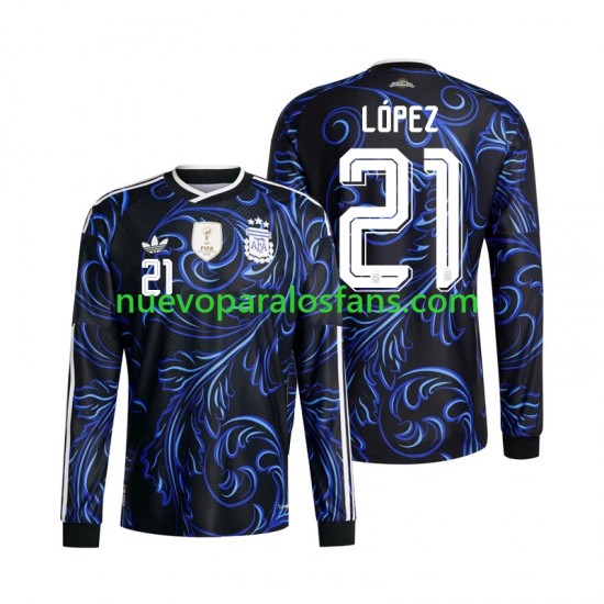 Camiseta de Fútbol Argentina Jose Manuel Lopez 21 Hombre Exterior Copa Mundial 2026 Manga Larga