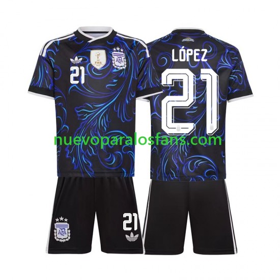 Camiseta de Fútbol Argentina Jose Manuel Lopez 21 Niño Exterior Copa Mundial 2026 Manga Corta