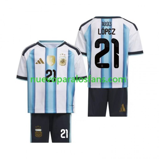 Camiseta de Fútbol Argentina Jose Manuel Lopez 21 Niño Casa Copa Mundial 2026 Manga Corta