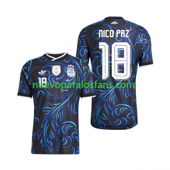 Camiseta de Fútbol Argentina Nico Paz 18 Hombre Exterior Copa Mundial 2026 Manga Corta