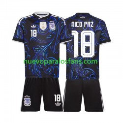 Camiseta de Fútbol Argentina Nico Paz 18 Niño Exterior Copa Mundial 2026 Manga Corta