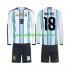 Camiseta de Fútbol Argentina Nico Paz 18 Niño Casa Copa Mundial 2026 Manga Larga