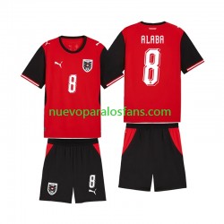 Camiseta de Fútbol Austria David Alaba 8 Niño Casa Copa Mundial 2026 Manga Corta