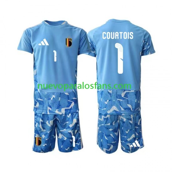 Camiseta de Fútbol Bélgica Thibaut Courtois 1 Portero Niño Casa Copa Mundial 2026 Manga Corta