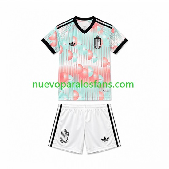 Camiseta de Fútbol Bélgica Niño Exterior Copa Mundial 2026 Manga Corta
