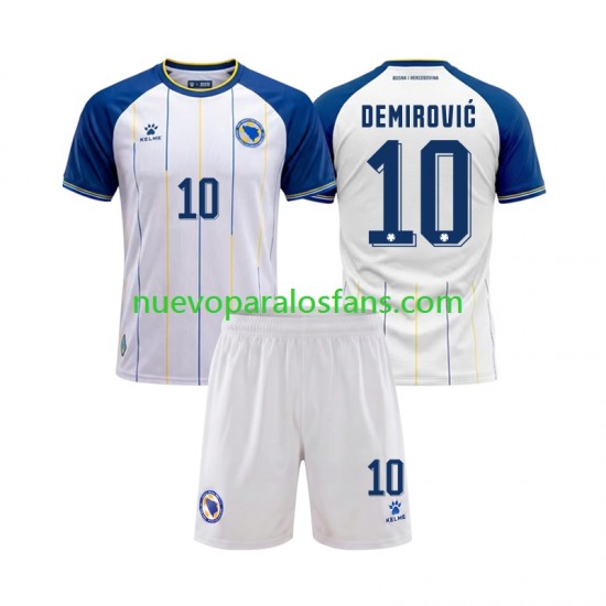 Camiseta de Fútbol Bośnia i Hercegowina Ermedin Demirovic 10 Niño Exterior Copa Mundial 2026 Manga Corta