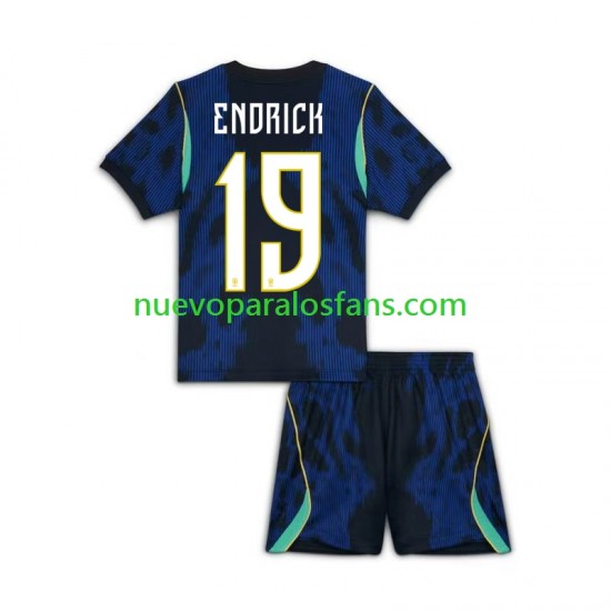 Camiseta de Fútbol Brasil Endrick 19 Niño Exterior Copa Mundial 2026 Manga Corta
