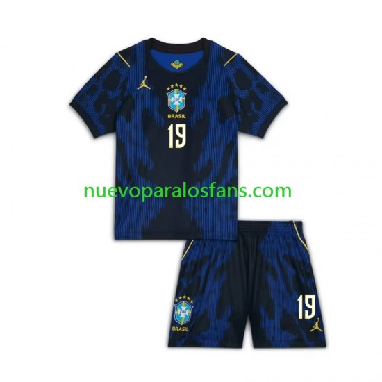 Camiseta de Fútbol Brasil Endrick 19 Niño Exterior Copa Mundial 2026 Manga Corta