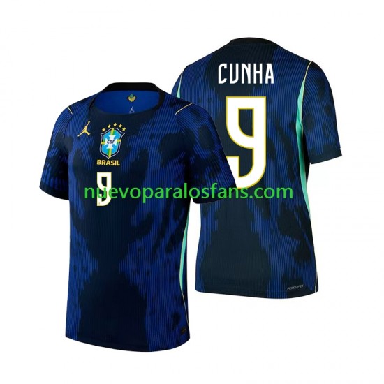 Camiseta de Fútbol Brasil Matheus Cunha 9 Hombre Exterior Copa Mundial 2026 Manga Corta