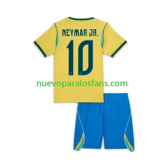 Camiseta de Fútbol Brasil Neymar JR 10 Niño Casa Copa Mundial 2026 Manga Corta