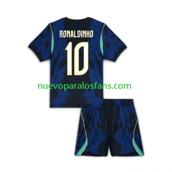 Camiseta de Fútbol Brasil Ronaldinho 10 Niño Exterior Copa Mundial 2026 Manga Corta