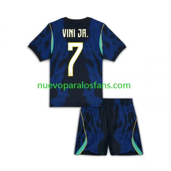 Camiseta de Fútbol Brasil Vinicius Junior 7 Niño Exterior Copa Mundial 2026 Manga Corta